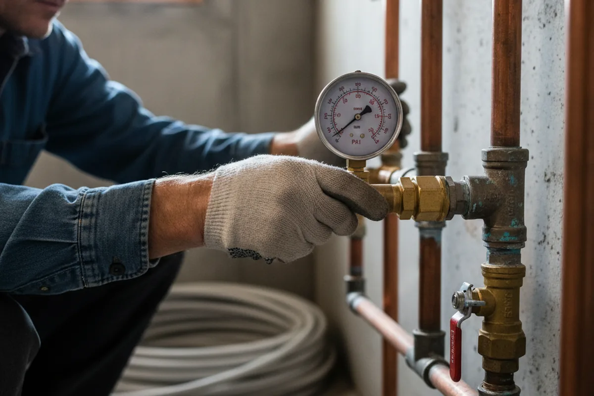 Pressure testing a repaired line during Water Line Repair in Mountain Grove